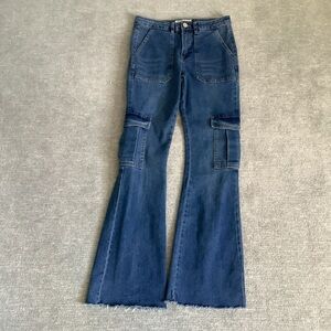 Ban.jara High Rise 70’s Vibe Flare Jeans with Cargo Pockets Sz. 7